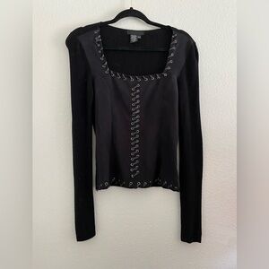 Radzoli Black Lace Corset Sweater Top Size S